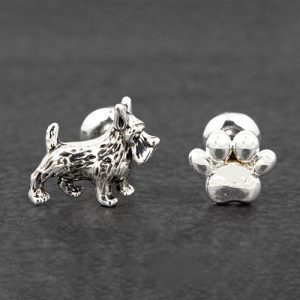 Dog & Paw Print Odd Silver Plated Earrings
