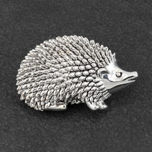 Country Hedgehog Silver Plated Brooch