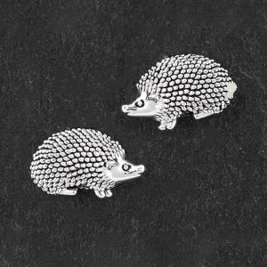 Country Hedgehog Silver Plated Stud Earrings